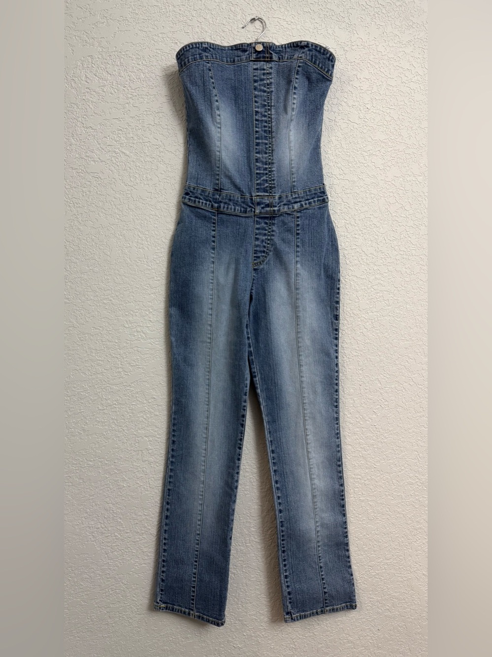 Azzure Denim Y2K Strapless Light Blue Denim Strapless Overalls